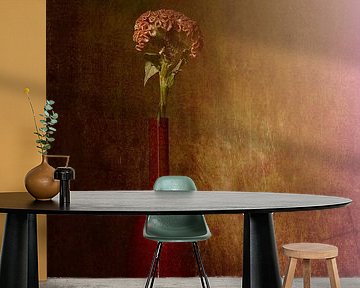 Red still life with red vase, red apple, red flower by Saskia Dingemans Awarded Photographer