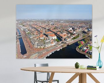 Luchtfoto binnenstad Delft van Willem de Bie