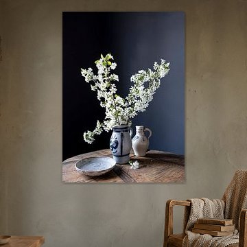 Stilleven met kersenbloesem op hout van Affect Fotografie