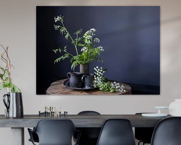 Stilleven met fluitenkruid en tin op hout [horizontaal] van Affect Fotografie