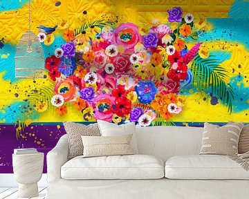 gekleurd bloemen schilderij van Nicole Habets