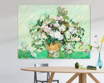 Vaas met rozen - Vincent van Gogh - 1890
