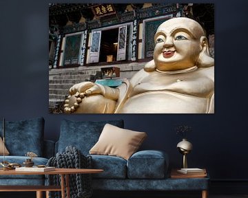 Gouden Buddha in Zuid Korea van Mickéle Godderis