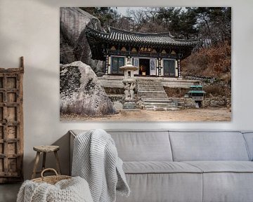Tempel tussen de rotsen in Zuid Korea van Mickéle Godderis