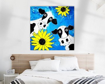 Twee koeien met zonnebloemen van Nicole Habets