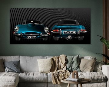 Jaguar E-Type Series 1 double view in blue von aRi F. Huber