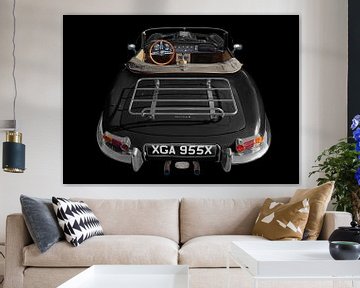 Jaguar E-Type Roadster Series I in schwarz-weiss von aRi F. Huber