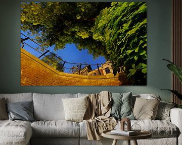 The Vollers bridge over the Oudegracht in Utrecht with overgrown tree by Donker Utrecht