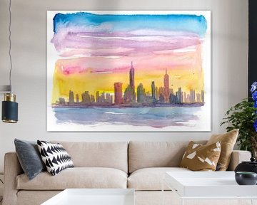 New York City Skyline in Golden Sunset Mood by Markus Bleichner