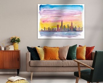 Die Skyline von New York City in goldener Abendstimmung von Markus Bleichner