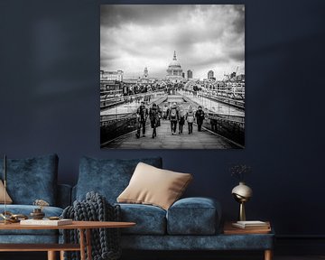 Millennium Bridge towards St. Pauls Cathedral in London by H Verdurmen