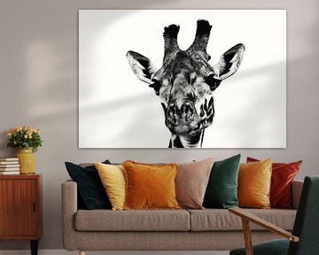 Schwarz-weiße Giraffe von Bart van Mastrigt