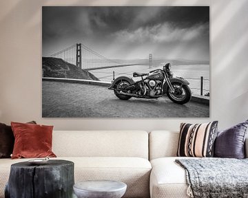 Une moto au Golden Gate Bridge à San Francisco sur Atelier Liesjes