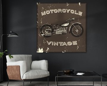 Motorfiets in vintage poster van Atelier Liesjes