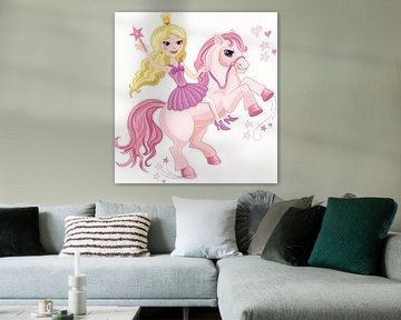 Princesse sur un poney rose sur Atelier Liesjes