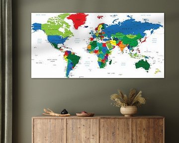 Carte du monde en couleur avec tous les pays sur Atelier Liesjes