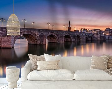 Saint Servatius Bridge - Maastricht in the blue hour by Teun Ruijters