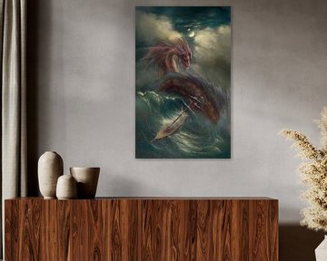 Serpent attacks a sailing ship by Atelier Liesjes