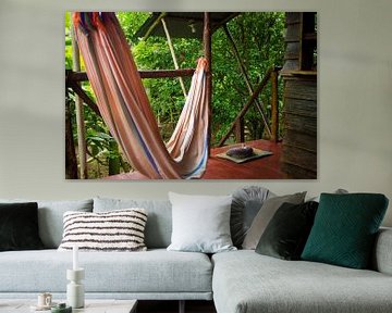 Hammock and cat in the jungle of Bastimentos Island by Michiel Dros