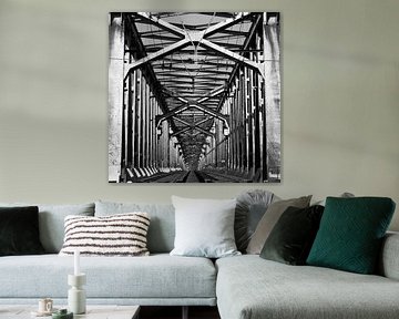 Eisenbahnbrücke dordrecht - moerdijk - Lage Zwaluwe Schwarz weiß alt von Kuifje-fotografie