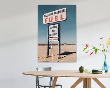 Retro petrol station sign along the road in Australia by Guido Boogert