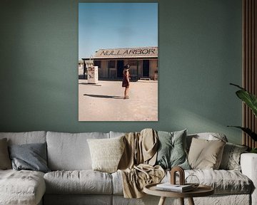 Retro petrol station with roadside model in Australia