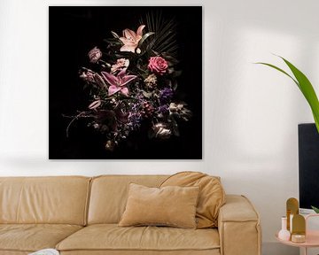 Still life with flowers in pink shades by Bianca Neeleman