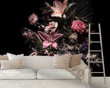 Still life with flowers in pink shades by Bianca Neeleman