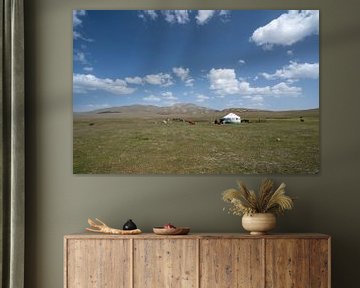 Yurt in Song Kul in Kirgizië van Mickéle Godderis