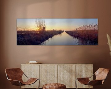 Kinderdijk windmills sunrise panorama by Angel Flores