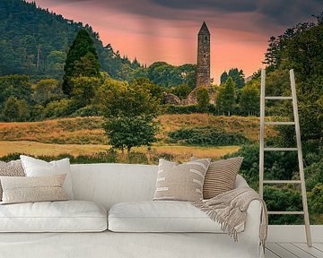 Zonsondergang bij Glendalough, Wicklow Mountains, Ierland van Henk Meijer Photography