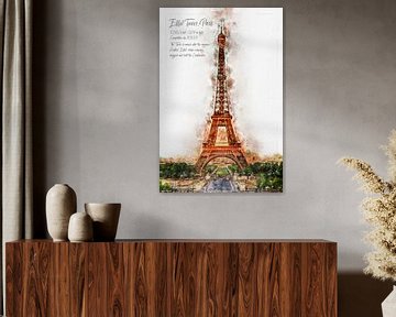 Eiffeltoren, aquarel, Parijs van Theodor Decker