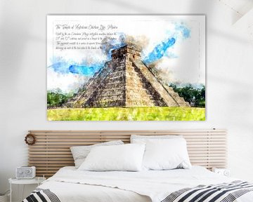 Maya-piramide, aquarel, Mexico van Theodor Decker