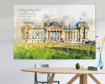 Reichstag, aquarel, Berlijn van Theodor Decker