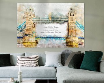Tower Bridge, aquarel, Londen van Theodor Decker