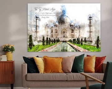 Taj Mahal, Waterverf, Agra India van Theodor Decker