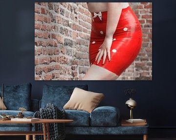 Sexy sensueel rood latex mini rokje. Mode, kleding, vintage