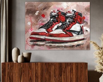 Nike Air Jordan 1 retro high Chicago Travis Scott schilderij. van Jos Hoppenbrouwers