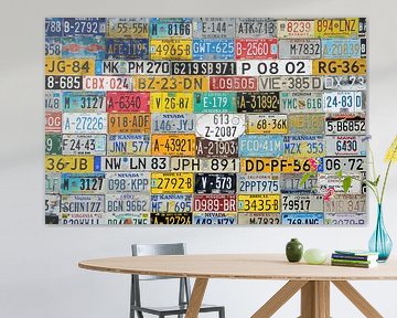 A wall of License Plates