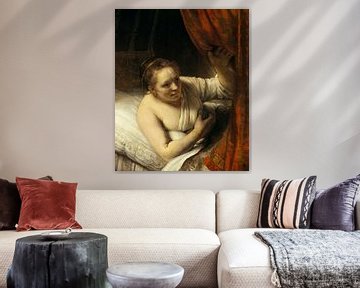 Een vrouw in bed, Rembrandt van Rijn