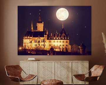 Le château de Wernigerode et la pleine lune