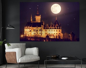 Le château de Wernigerode et la pleine lune sur Oliver Henze