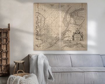 Loodskaart van de Noordzee en Zuiderzee van Atelier Liesjes