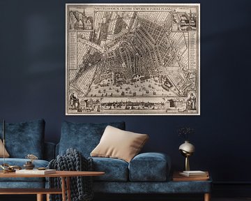 Amsterdam, kaart 1643 van Atelier Liesjes