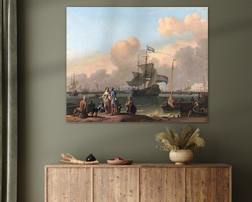 Het IJ voor Amsterdam met het fregat De Ploeg