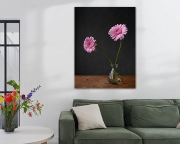 Foto print  | roze gerbera's | roze bloem | modern | botanisch | bloemen | lente van Jenneke Boeijink