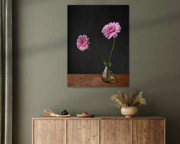 Foto print  | roze gerbera's | roze bloem | modern | botanisch | bloemen | lente van Jenneke Boeijink
