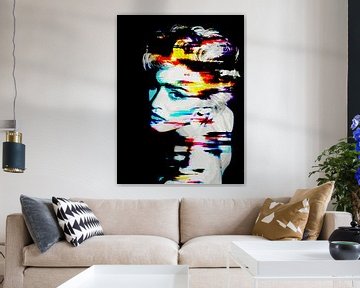 Madonna - Live To Tell Abstract Portrait in Black, Grey, Blue, Yellow, Red by Art By Dominic