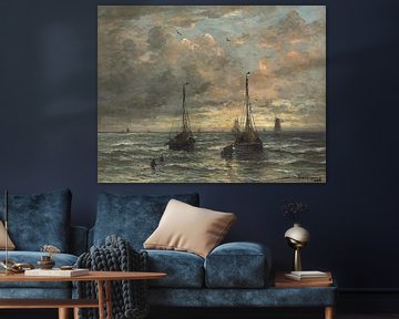 Terugkeer van de vissersvloot.,Hendrik William Mesdag