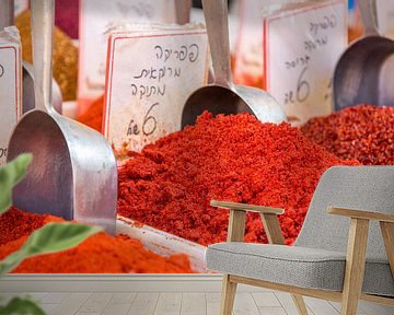 Kruiden op een markt in Israël van Reis Genie